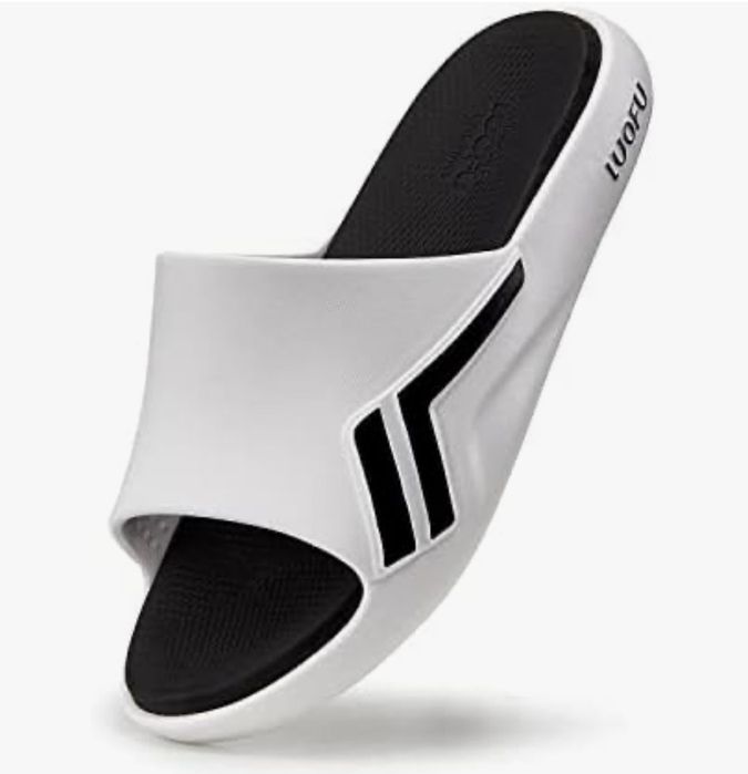 Мъжки джапанки в черно и бяло -LUOFU