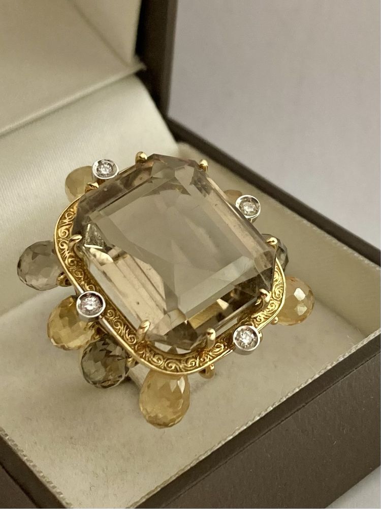 Inel aur 18kt.cu Citrine si diamante