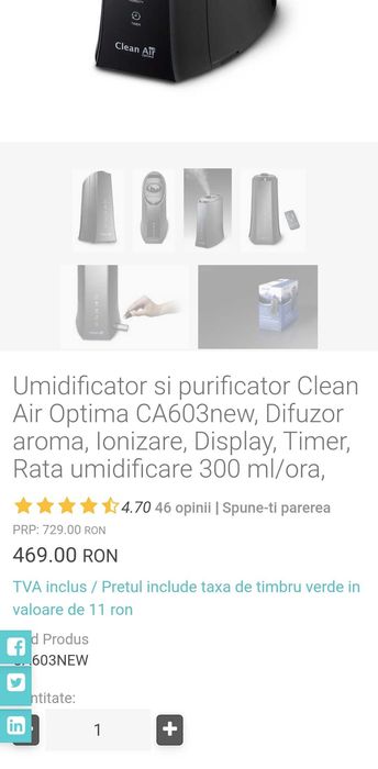 Umidificator si purificator de aer