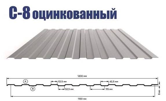 Профлист новый C-8 ral9003 высший сорт оцинковка+полимерное покрытие