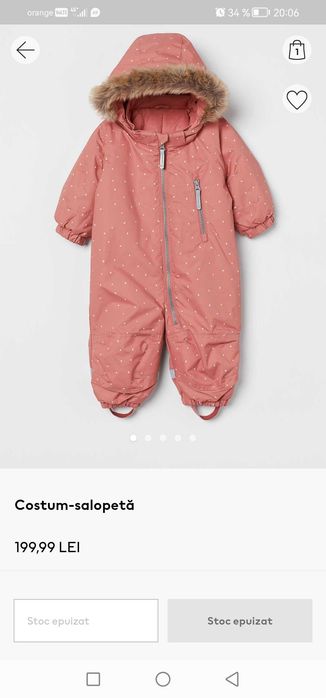 Vand salopeta h&m impermeabila iarna pt fetita 74