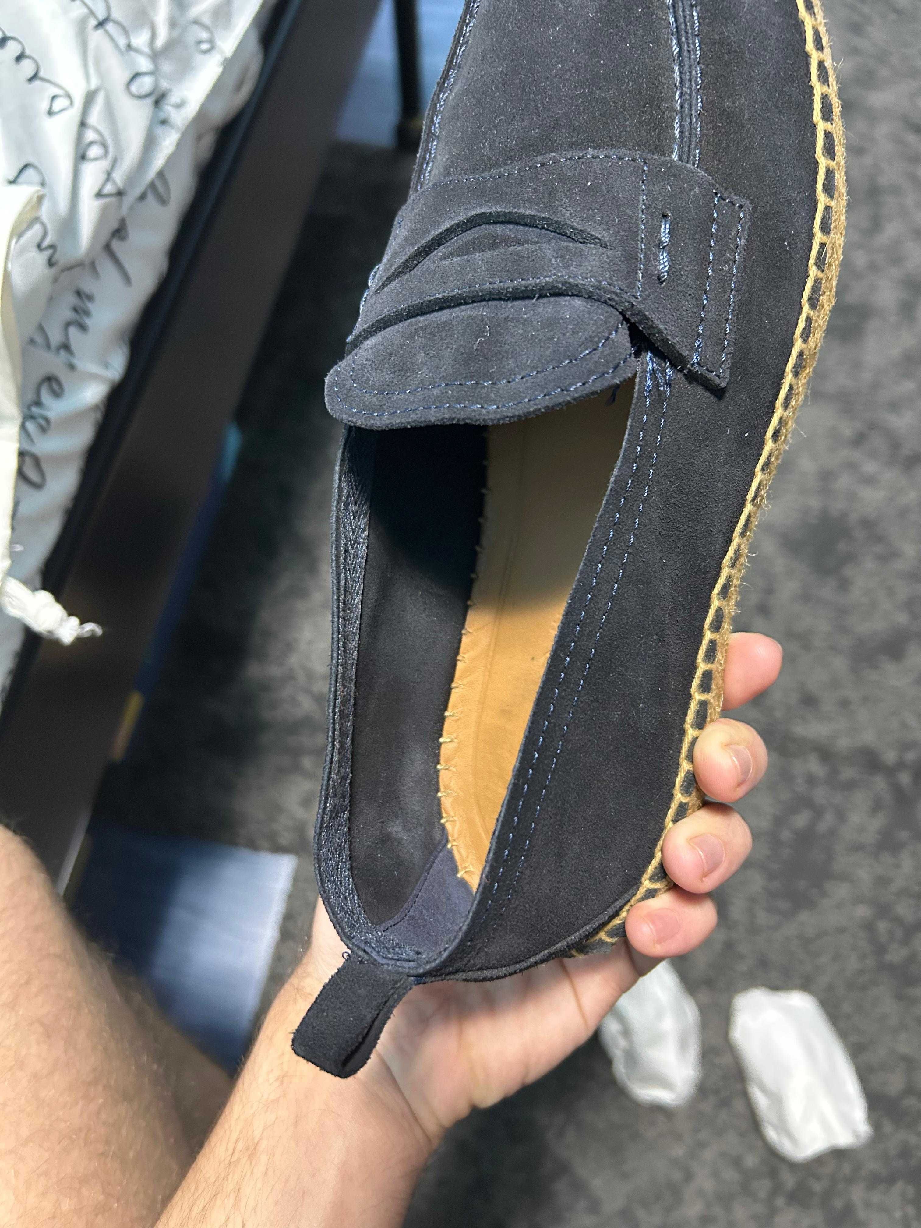 Espadrile bleumarin din piele intoarsa