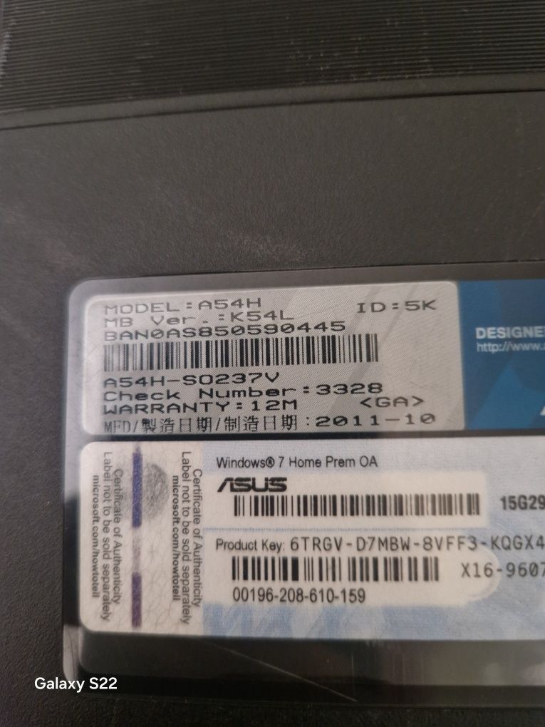 ASUS K54L Intel Core i3 2330M