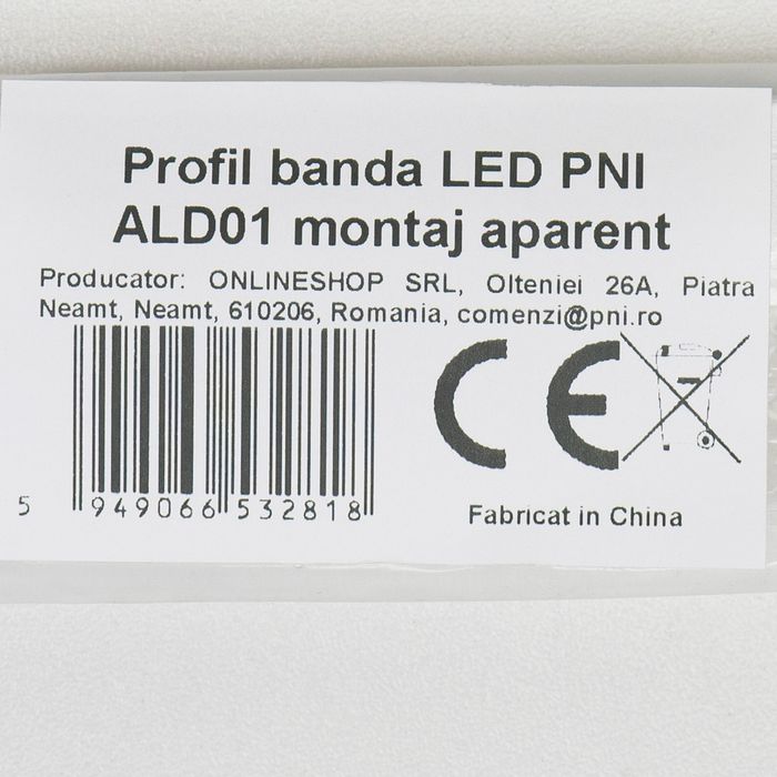Profil banda LED PNI ALD01, montaj aparent, lungime 100 cm