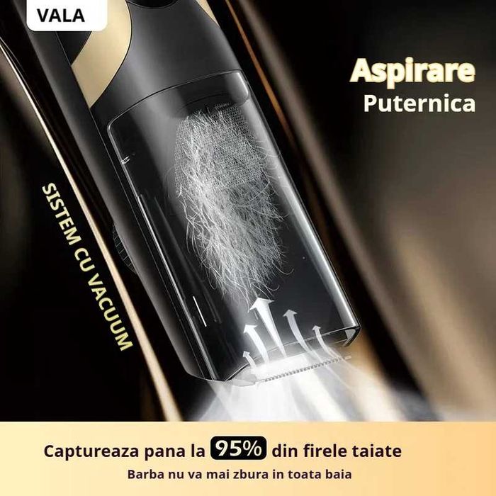Aparat de tuns si ras par si barba, aspiratie cu vacuum, VALA V550BK