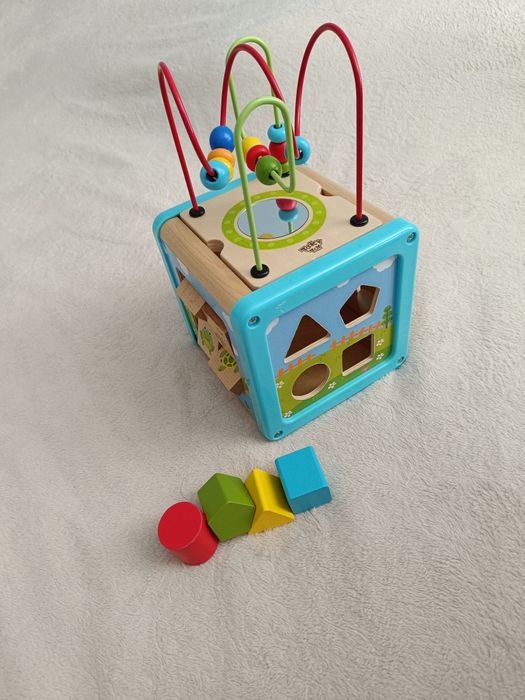 Дървена играчка, образователна и занимателна, активно кубче