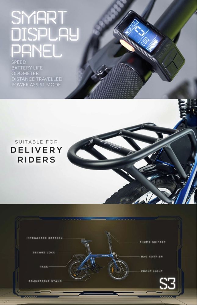 Bicicleta electrica pliabila Mobot S3 Shimano 7 viteze