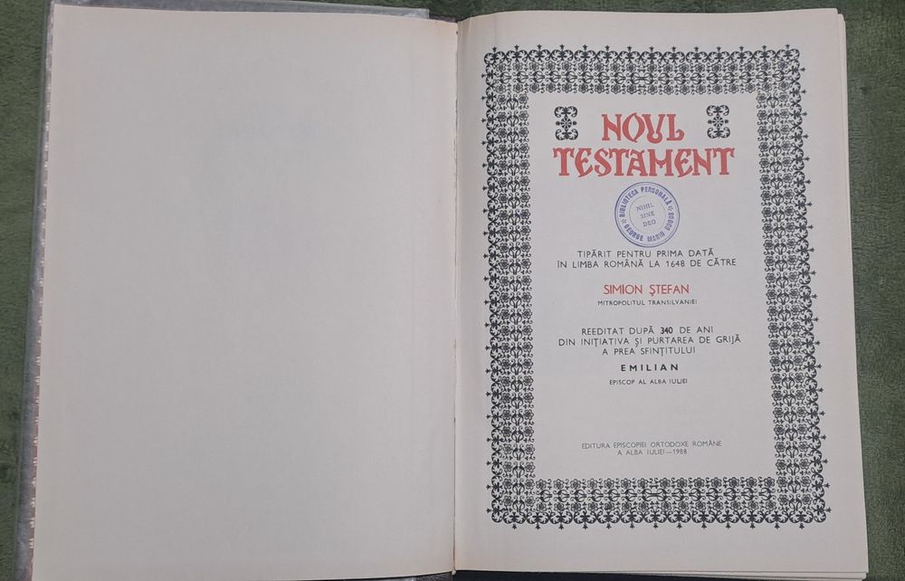 Noul Testament, Editura Episcopiei Ortodoxe Romane a Alba Iuliei 1988.