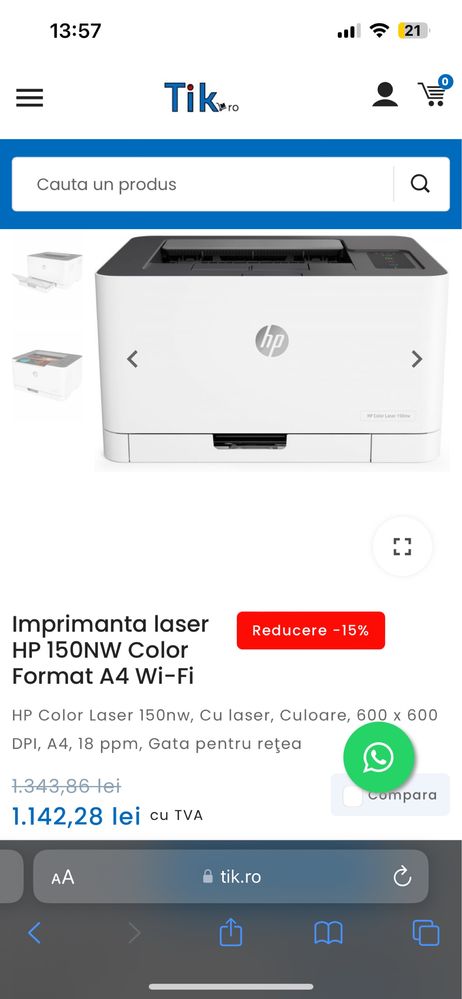 Imprimanta Hp Color Laser 150nw