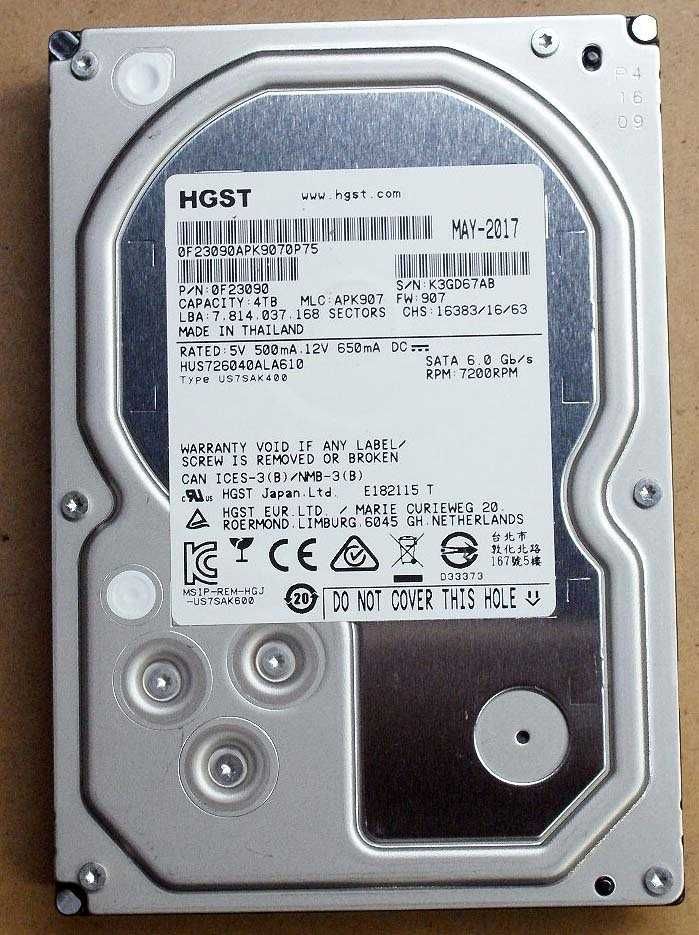 Hard Disk 4TB HGST 7200rpm 128MB buffer hdd PC, Server, NAS, NVR Nou