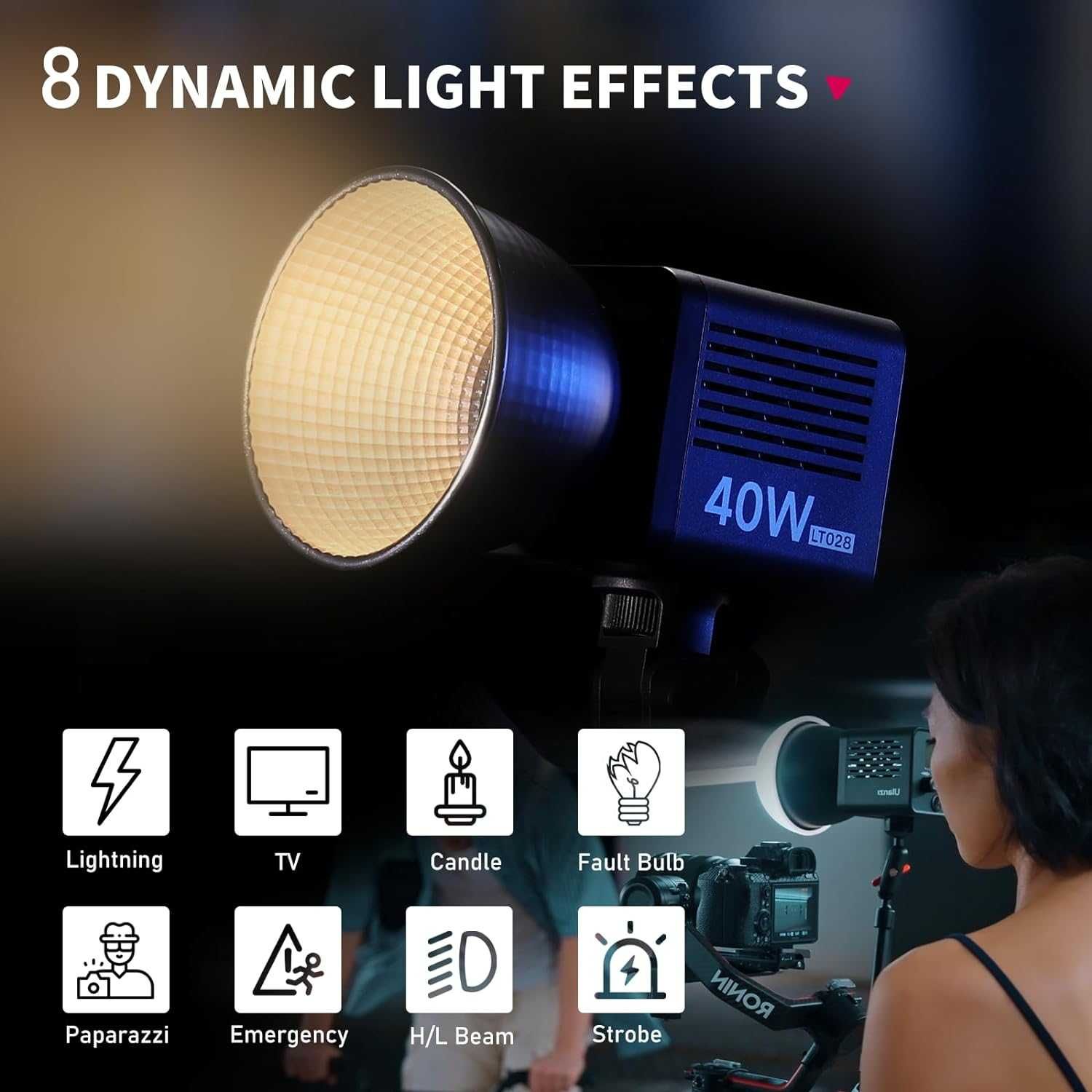 Lampa video Led COB ULANZI LT028 40W Spotlight 2500K-6500K