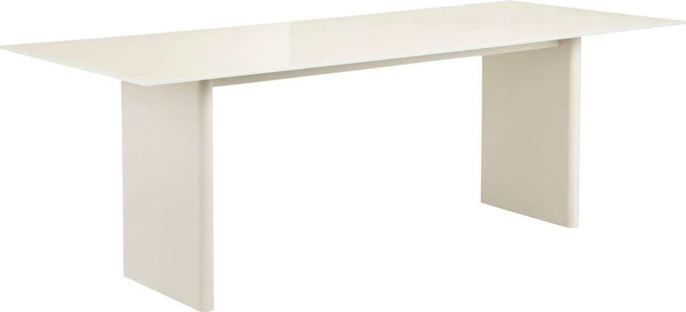 Masa Janita , Sticla , MDF , Creme , 220 cm latime