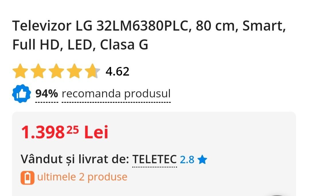 Smart TV LG FULL HD, LED, 32 inch( 81 cm)