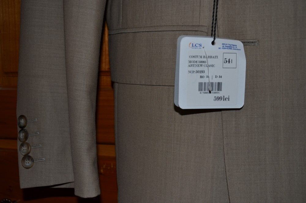 Costum barbati lana 60% nou cu eticheta / Costum LUX nou mar. 54 (XL)