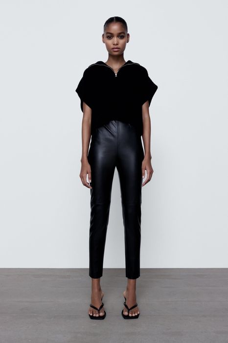 Colanti Pantaloni (Daira-Shop.ro) piele ecologica Zara negri elastici
