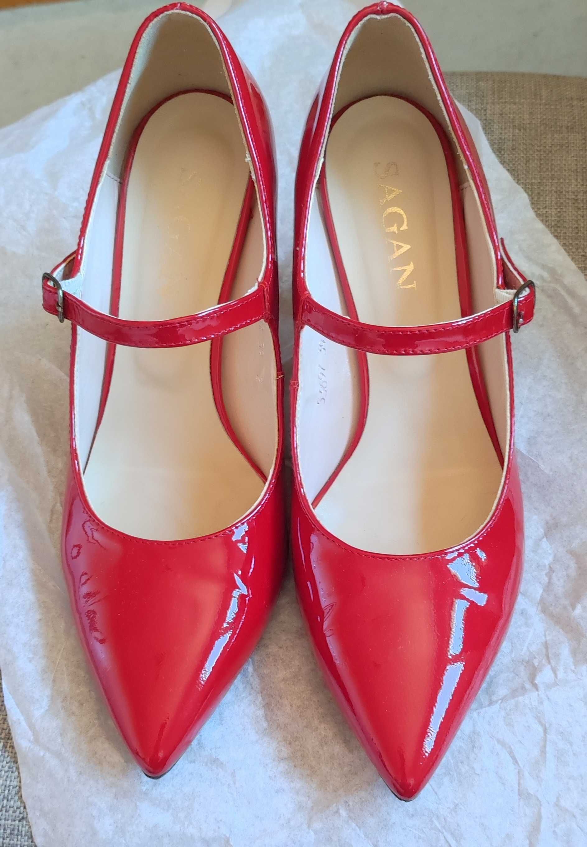 Pantofi Sagan rosii, din piele lacuita