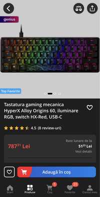 Tastatura gaming mecanica HyperX Alloy Origins 60