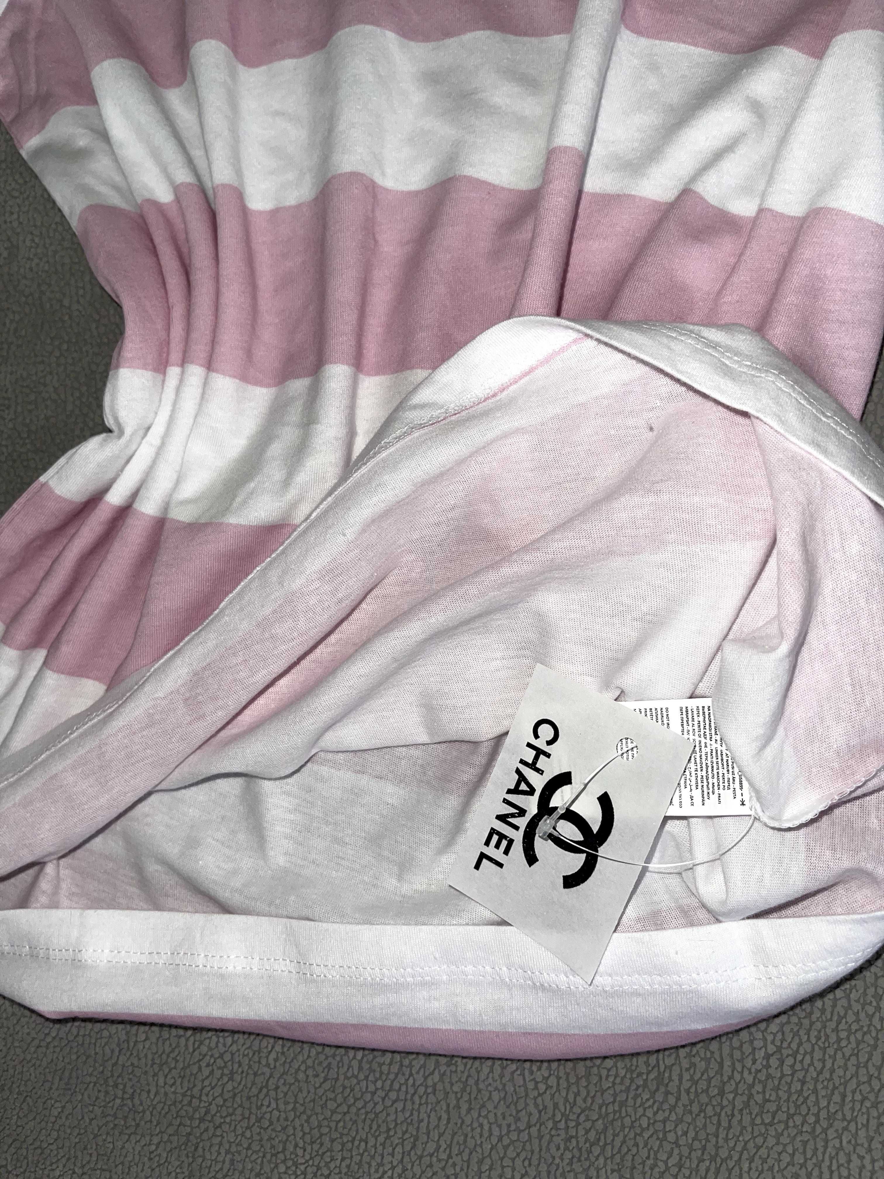chanel шанел бяла розова рае тениска oversize широка дамска лятна топ
