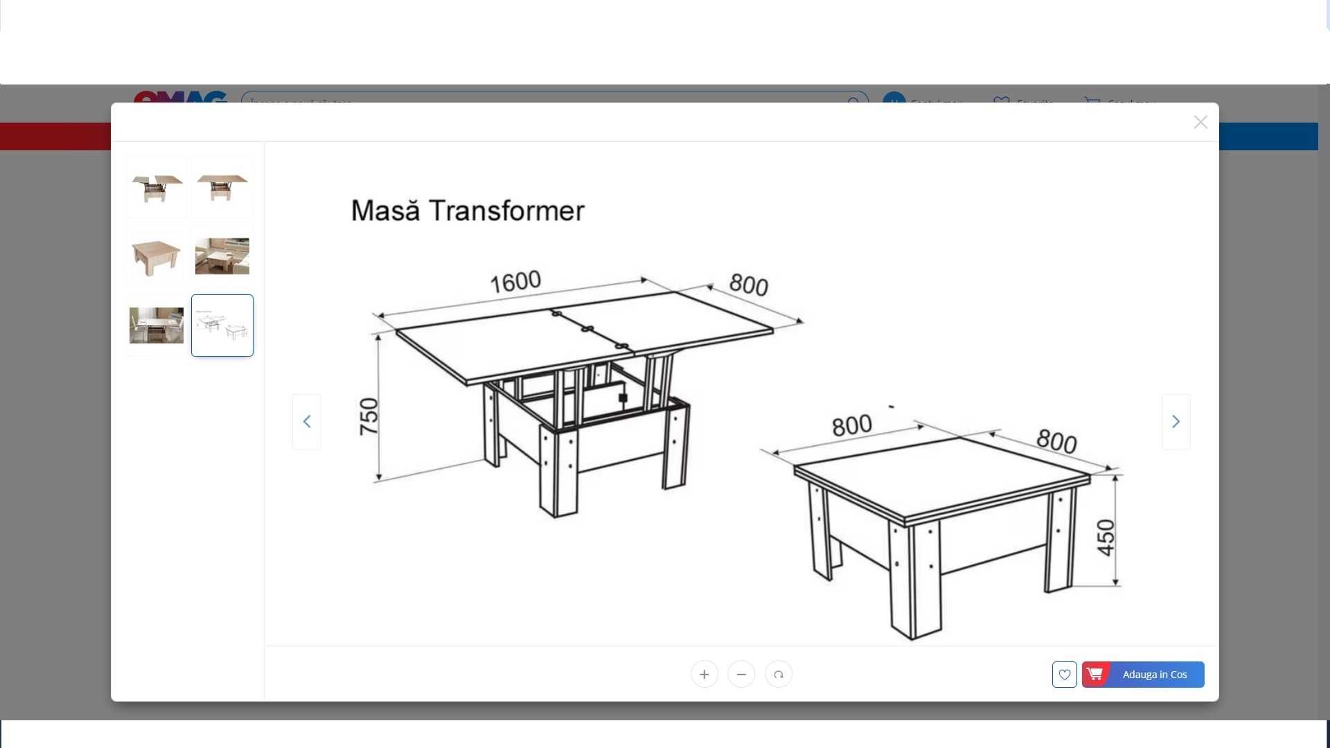 Masa living transformabila