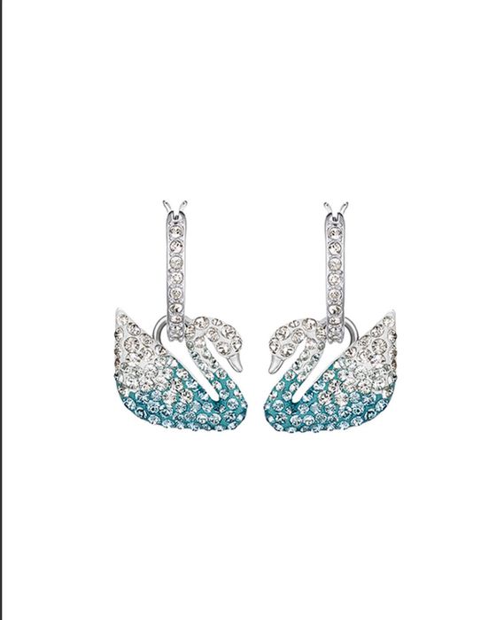 Cercei Swarovski iconic Swan lebăda albastra degrada