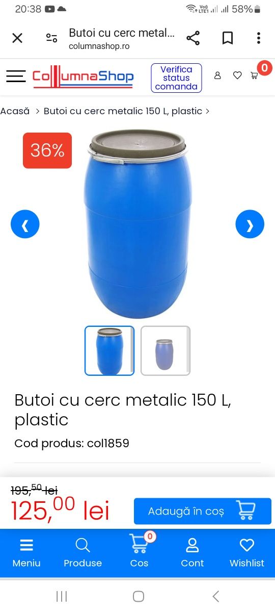 Butoi plastic cu capac