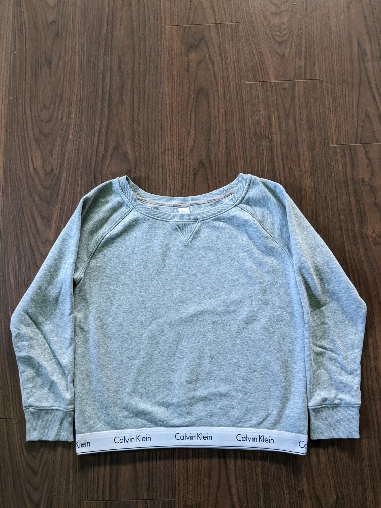 Pulover bluza sweater casual Calvin Klein bumbac gri dama/femei