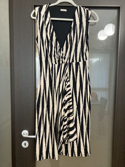 Rochie kimono imprimeu negru cu bej