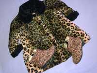 Комплект H&M боти и палто в леопардов десен