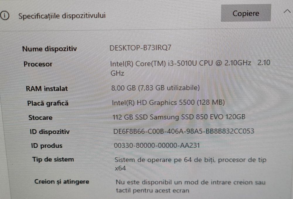 Mini PC Zotac Zbox i3 5010u, 8 GB RAM, SSD 120 GB