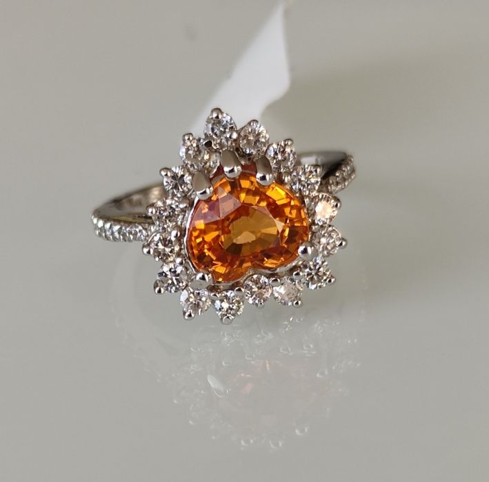 Inel cu garnet si diamante 4.07 ct aur 14k