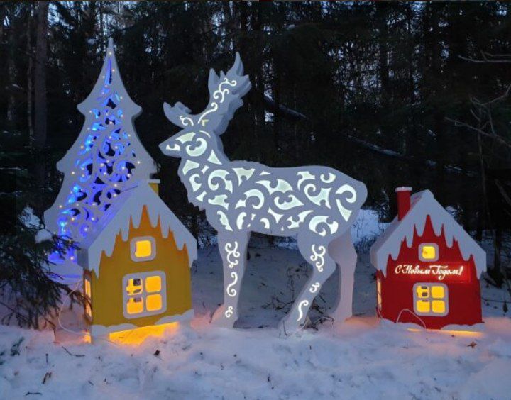 Декоративные домики для декора к новому году .