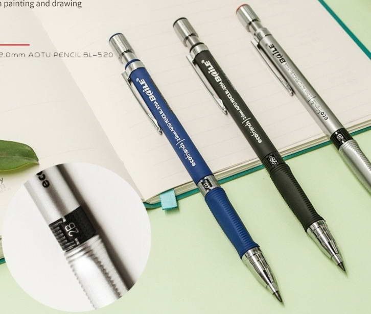 Механичен молив 2 мм автоматичен PVC молив с острилка за графит