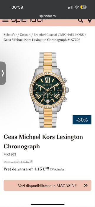 Ceas Michael Kors de dama 38mm diametrulcolectia Lexington MK7303