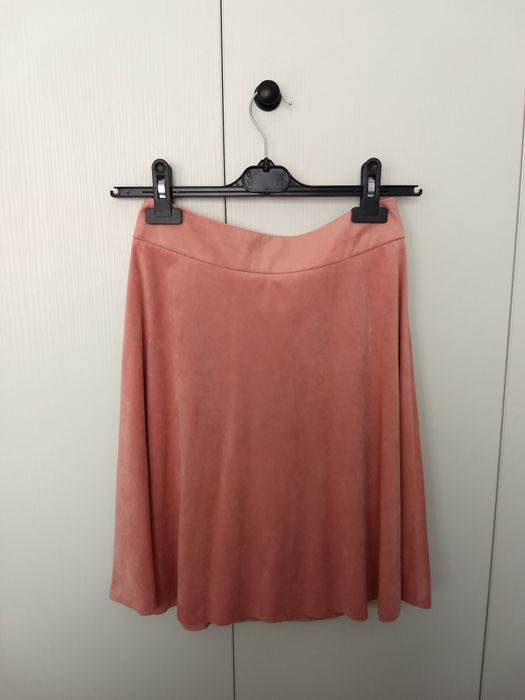 Fusta roz somon imitatie piele intoarsa, Orsay, marime 32