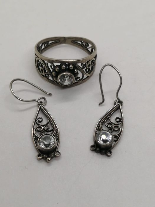 Комплект СССР, серебро  с горным хрусталем, 80 - е годы