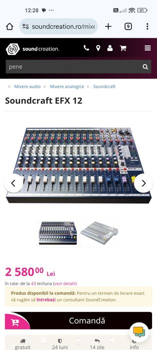 Mixer Soundcraft EFX 12 . Nou