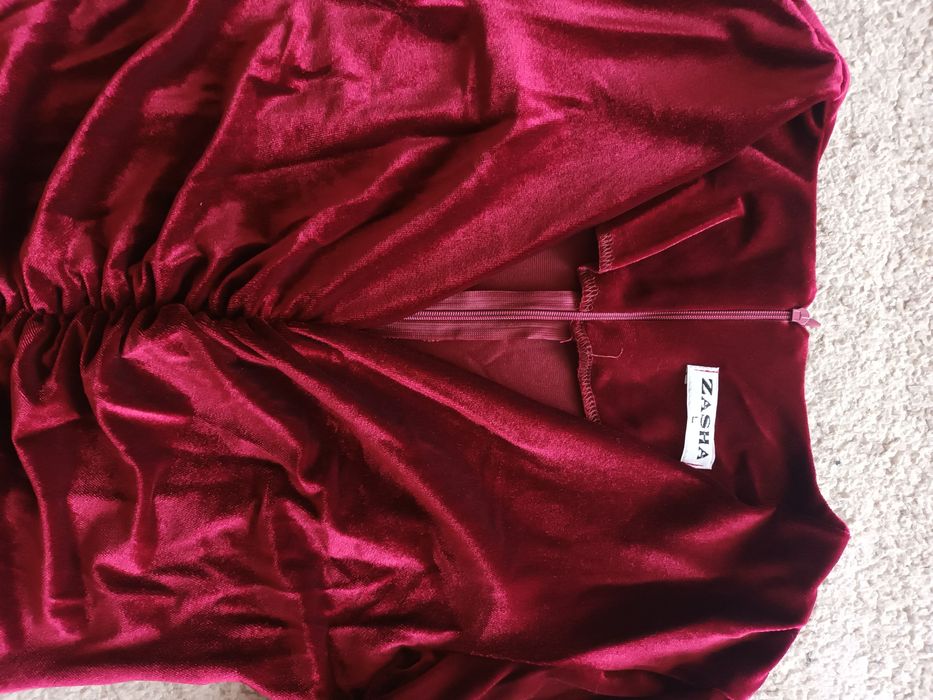 Rochie ocazii din catifea mar.L, vișinie.