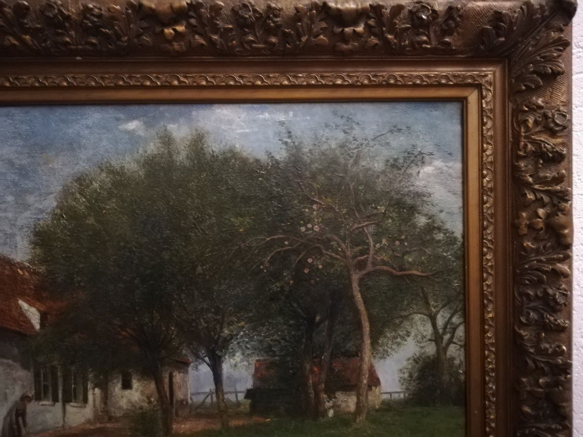 Tablou, vechi, Muzeal, semnat, Daubigny(Charles-François)