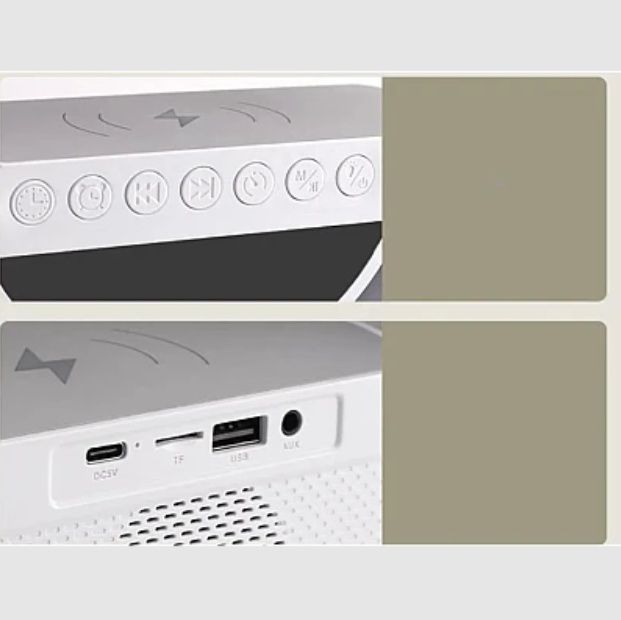 Ceas cu încărcare wireless , boxa bluetooth și lampa led