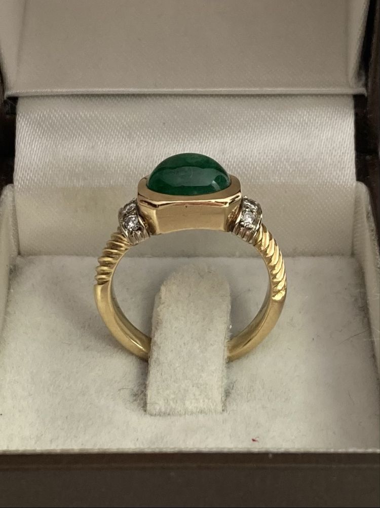 Inel aur galben 18kt.cu smarald si diamante