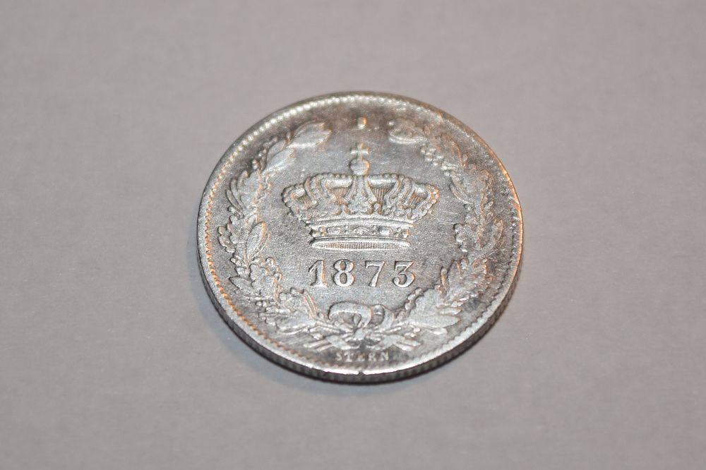 50 Bani 1873. Monedă argint, Carol I, rară