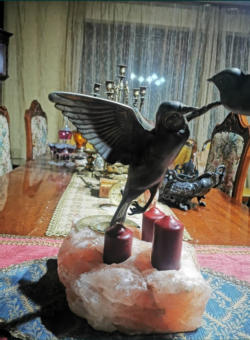 Vând decor gradina păsări colibri suport de lumânări cu piatra