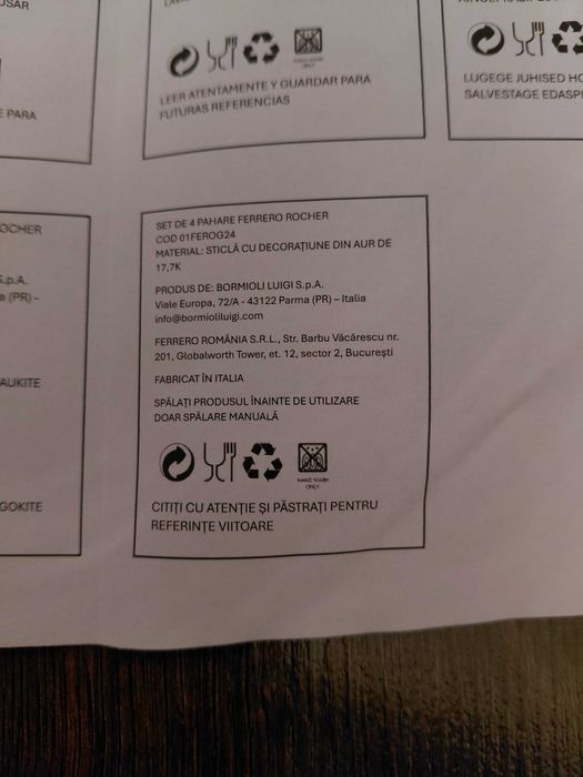 Set 4 pahare de șampanie Ferrero Rocher
