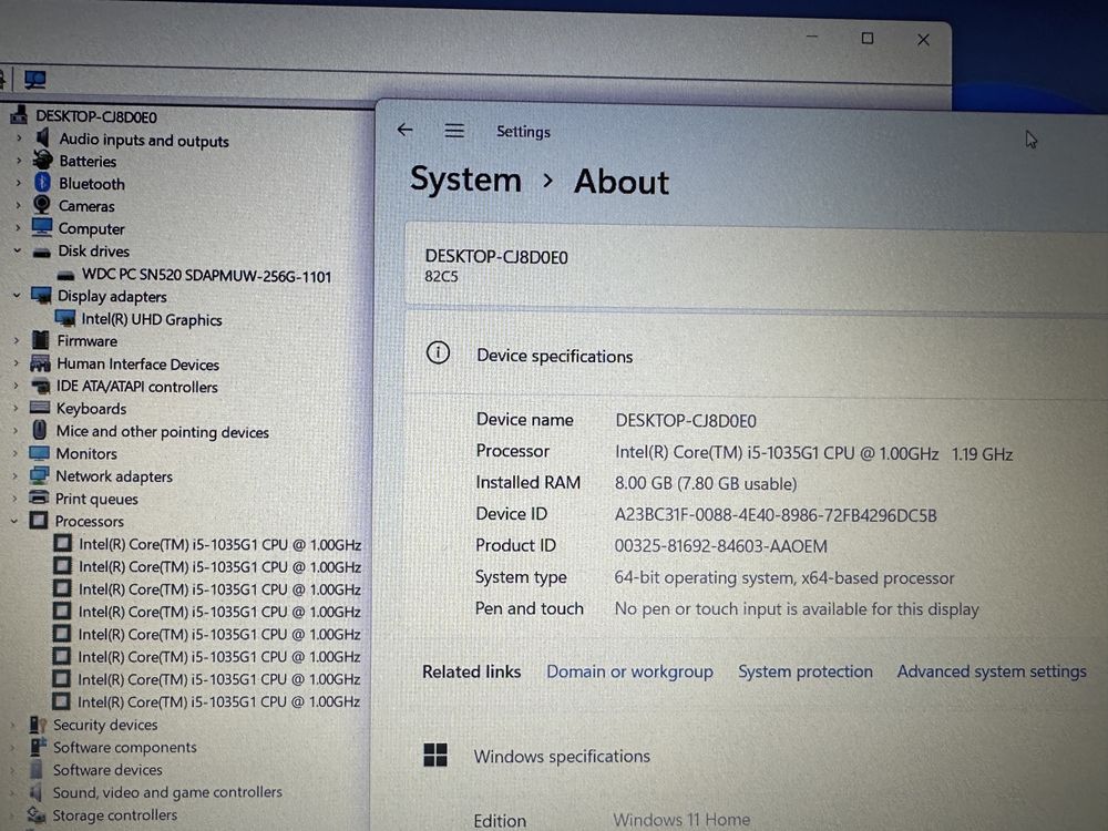 SuperSlim Lenovo V15 15,6 FULL HD Core i5-1035G1-3.7GHz-8Gb-SSD 256Gb
