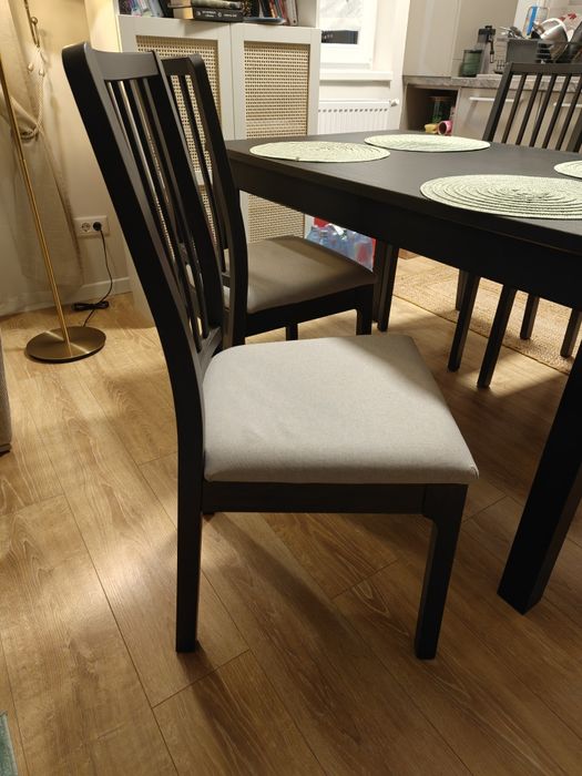 Masa extensibila living + 4 scaune maro închis Ikea 130/190x80 cm