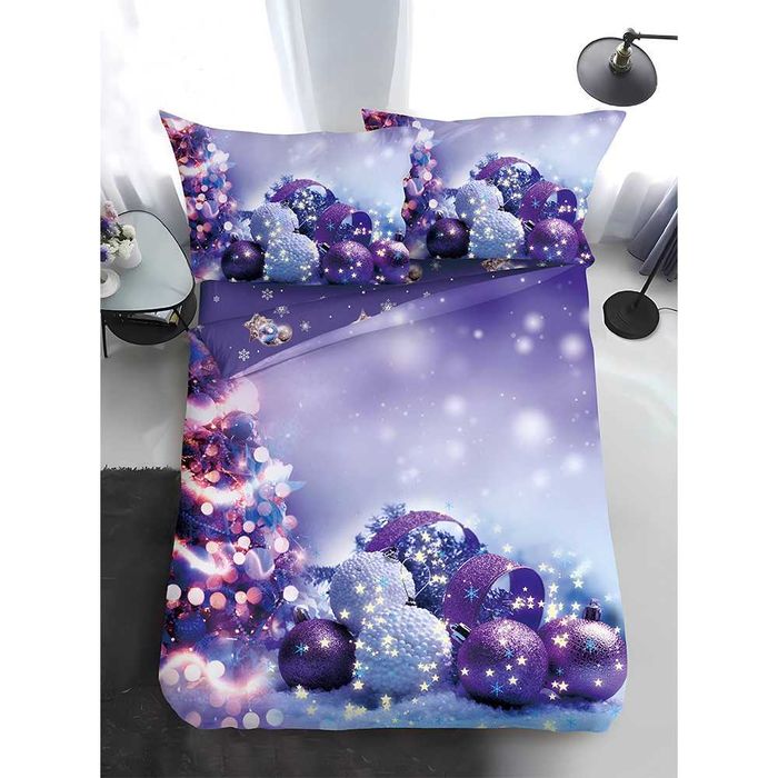 Двулицево коледно спално бельо за приста (Реално изображение), 4 части