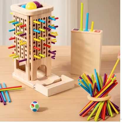 Образователна Монтесори игра – дървена стратегическа игра с пръчици