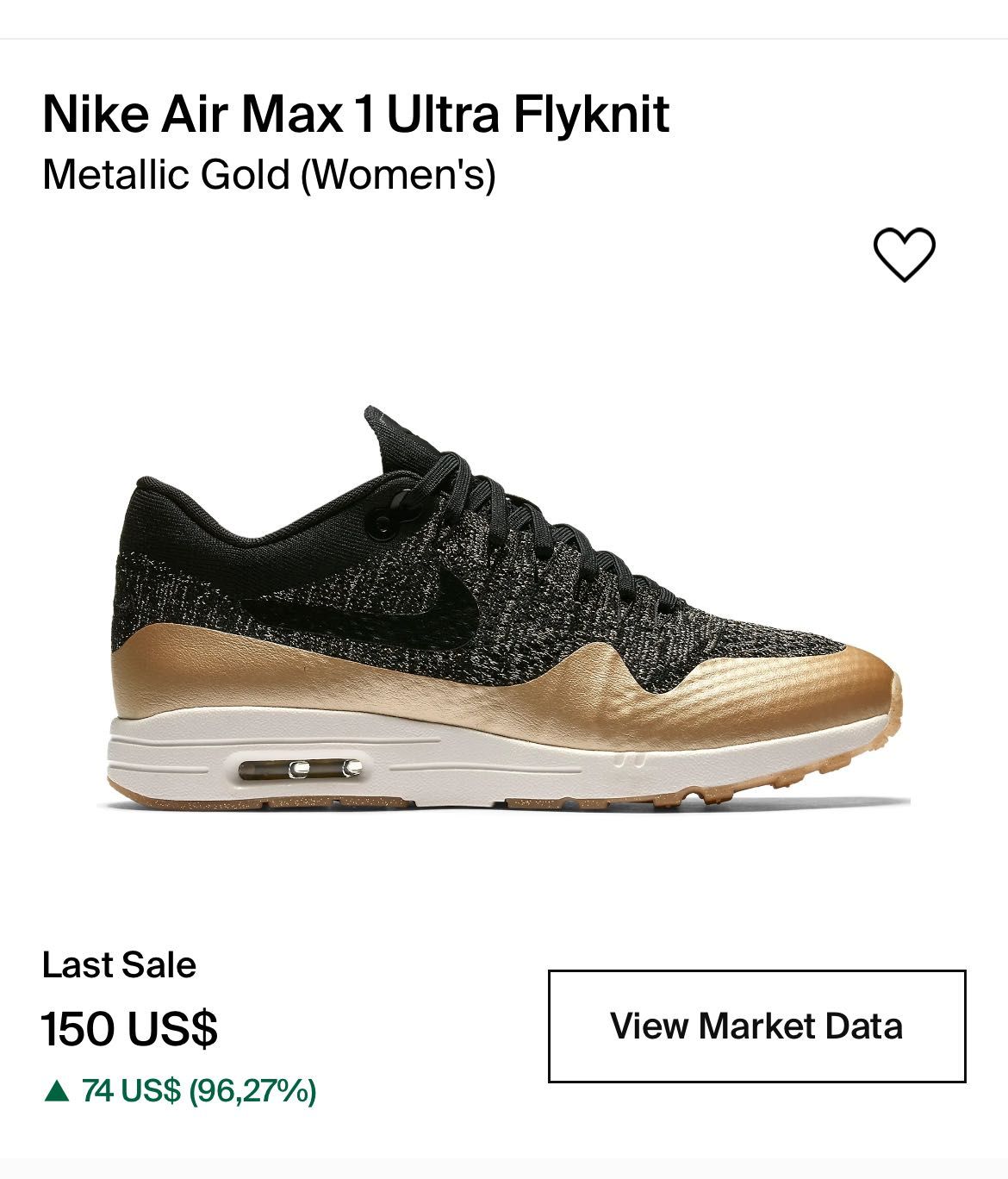 Nike Air Max 1 Ultra Flyknit Metallic Gold 39 pantofi adidasi sneakers