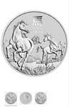 Сребърни инвест.монети от 1 oz. Кон 26,Змия 25, Панда/Дракон,кюлче мед