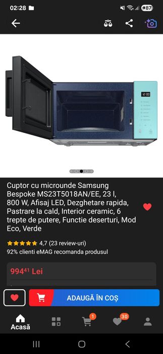 Cuptor cu microunde Samsung  23 L 800 W verde
